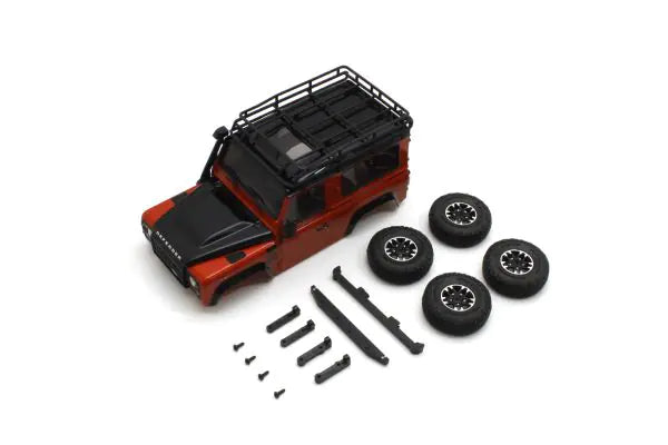 kyosho mini-z 4x4 MX-01 Land Rover Defender 90 Adventure Phoenix Orange / Santorini Black Body MXBT10MO