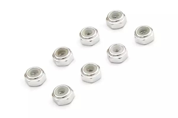 KYOSHO M2 Alu. Nylon Color Nut 8pcs(Silver) MZW128S
