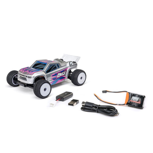 LOSI 1/28 Micro-T 2S 2WD RTR Stadium Truck (Battery & Charger Included), Silver